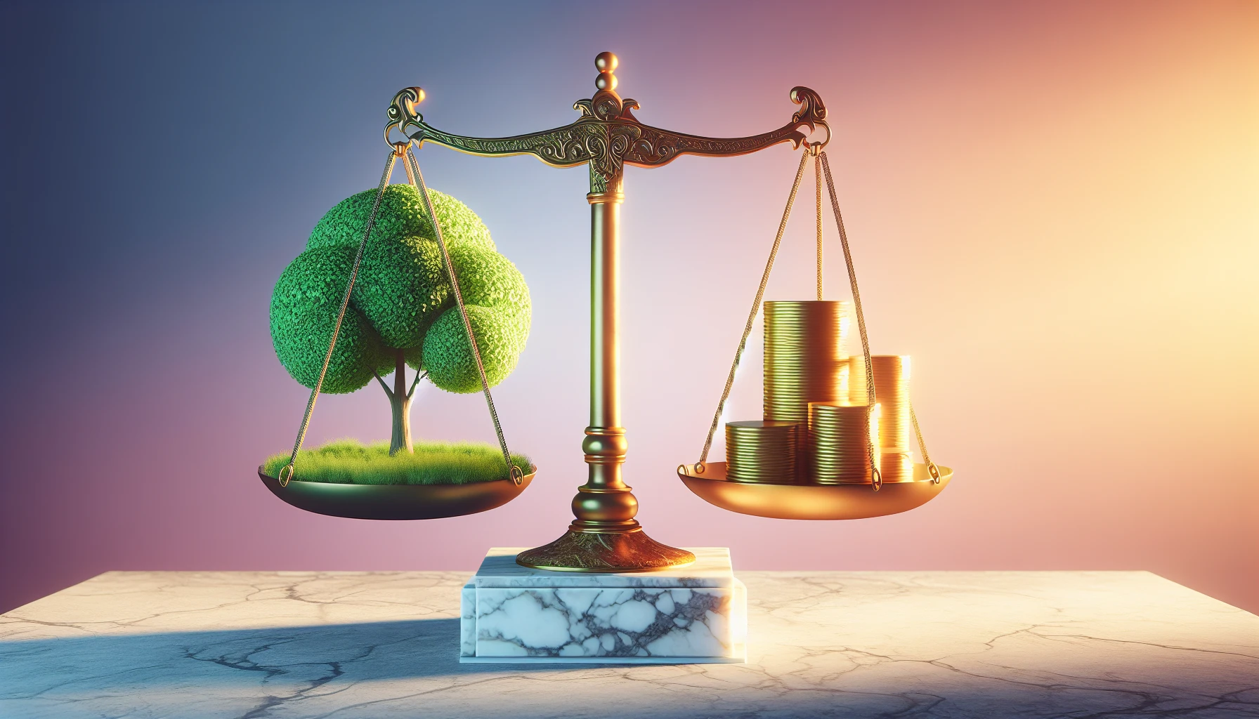 Illustration of balancing scale representing growth and profitability